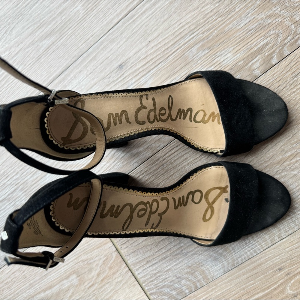 Sam Edelman Black Suede Open-Toe Ankle Strap Heels
